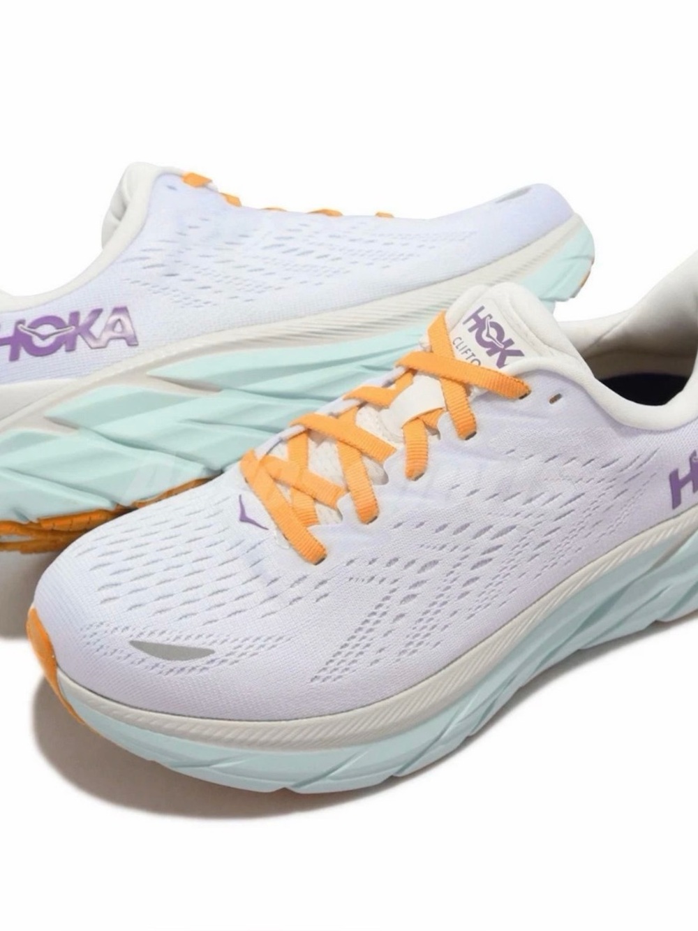 Hoka One One Clifton 8 Blanc Running Shoes Women's Size 10B sneakers - Picture 7 of 15